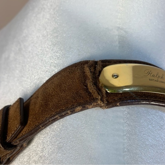 Ralph Lauren Suede Slouchy Hobo Shoulder Bag Logo Gold Plated Accent - Picture 5 of 14